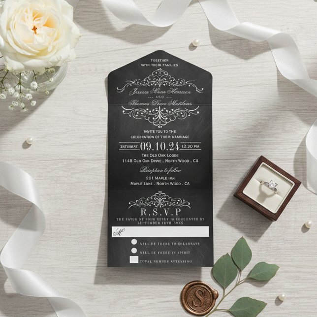 The Ornate Chalkboard Wedding Collection All In One Invitation (Creator Uploaded)