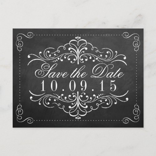 The Ornate Chalkboard Wedding Collection Announcement Postcard