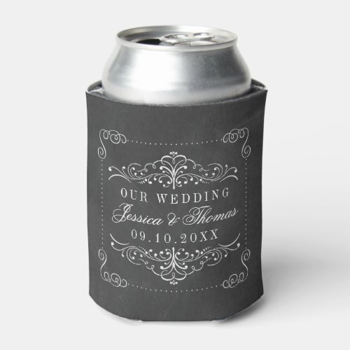 The Ornate Chalkboard Wedding Collection Can Cooler