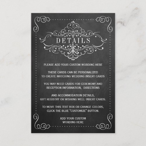The Ornate Chalkboard Wedding Collection Enclosure Card