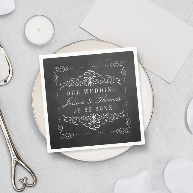 The Ornate Chalkboard Wedding Collection Paper Napkins (Creator Uploaded)