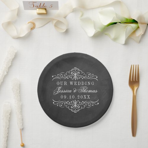 The Ornate Chalkboard Wedding Collection Paper Plates