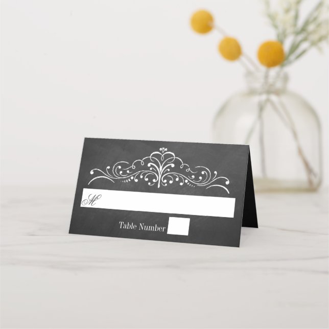 The Ornate Chalkboard Wedding Collection Place Card (Front)