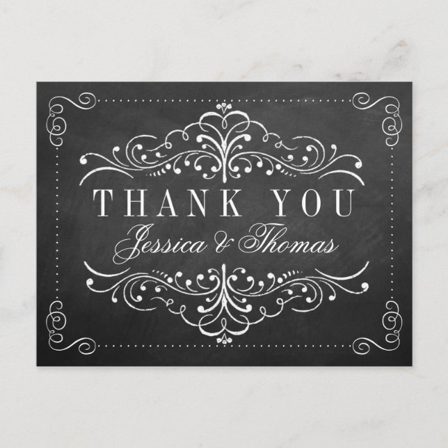 The Ornate Chalkboard Wedding Collection Postcard (Front)