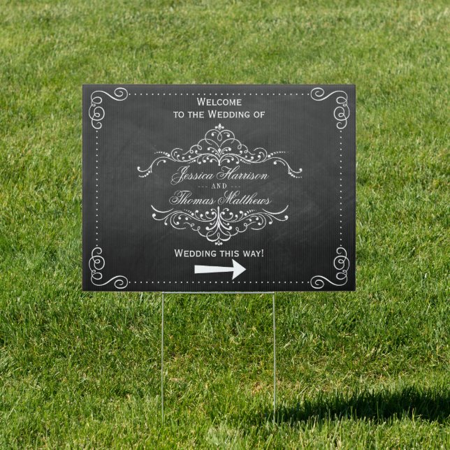 The Ornate Chalkboard Wedding Collection Sign (Insitu)