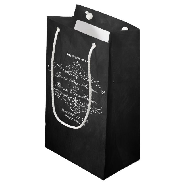 The Ornate Chalkboard Wedding Collection Small Gift Bag (Front Angled)