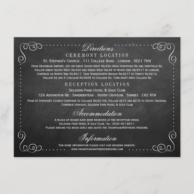 The Ornate Chalkboard Wedding - Detail Enclosure Card