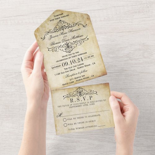 The Ornate Flourish Vintage Wedding Collection All In One Invitation