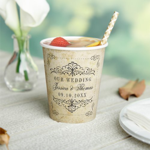 The Ornate Flourish Vintage Wedding Collection Paper Cups