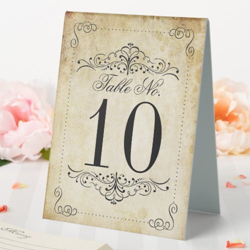 The Ornate Flourish Vintage Wedding Collection Table Tent Sign