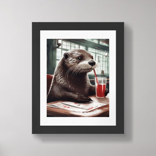 The Otter in a Cafe Framed Art