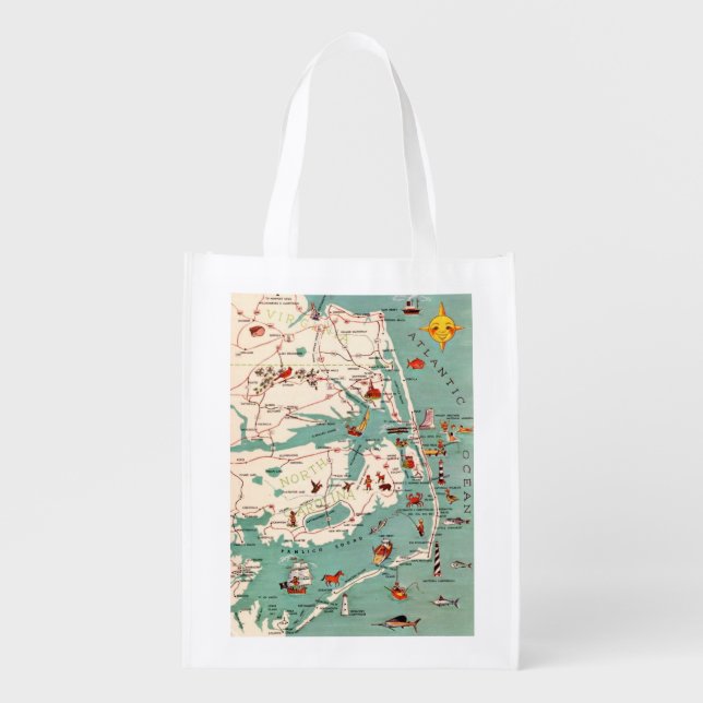 The Outer Banks Map Reusable Bag (Front)