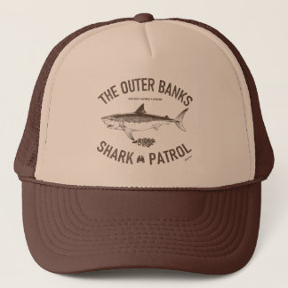 The Outer Banks Shark Patrol OBX Drk Brown Vintage Trucker Hat