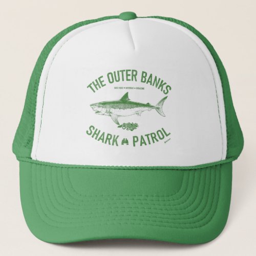 The Outer Banks Shark Patrol OBX Green Vintage Trucker Hat