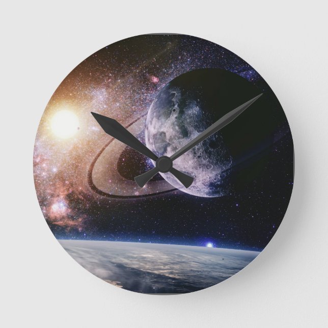 THE OUTER SPACE  ROUND CLOCK (Front)