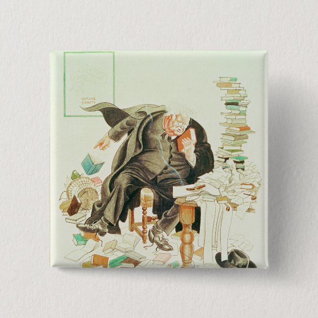 The Outline of Sanity' Satirical Cartoon Pinback Button (Front)