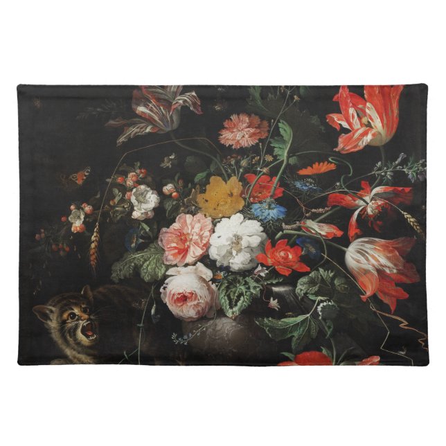 The Overturned Bouquet by Abraham Mignon Cloth Placemat (Front)