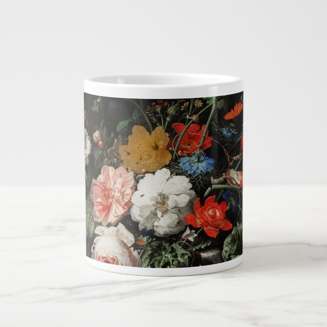 The Overturned Bouquet by Abraham Mignon Giant Coffee Mug (Front)