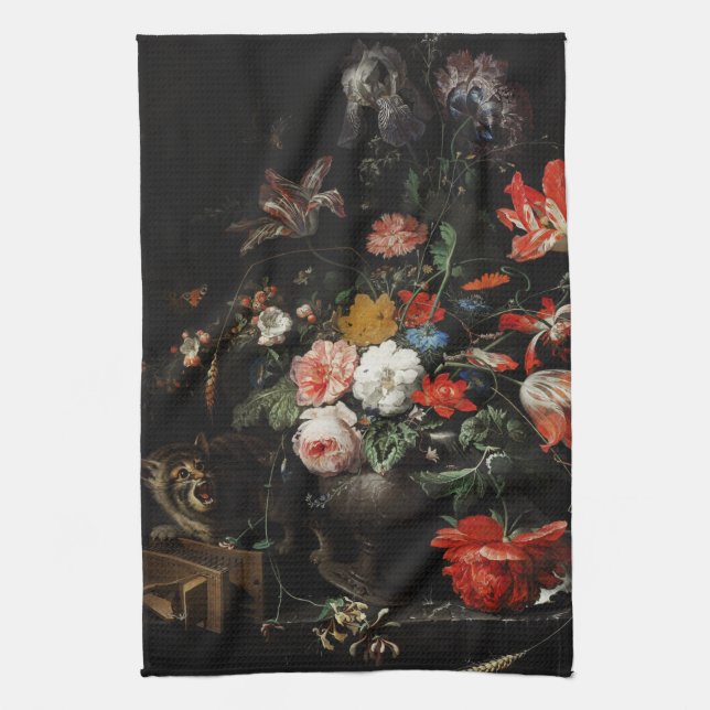 The Overturned Bouquet by Abraham Mignon   Kitchen Towel (Vertical)