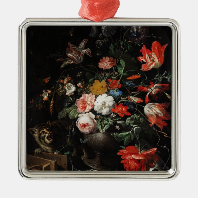The Overturned Bouquet by Abraham Mignon Metal Ornament (Front)