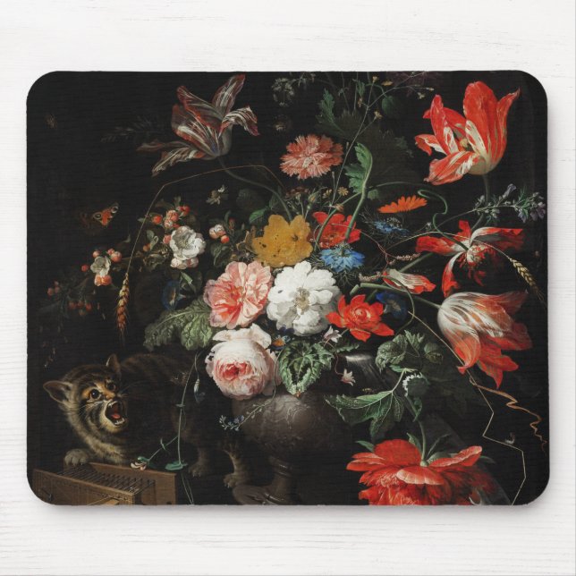 The Overturned Bouquet by Abraham Mignon Mouse Pad (Front)
