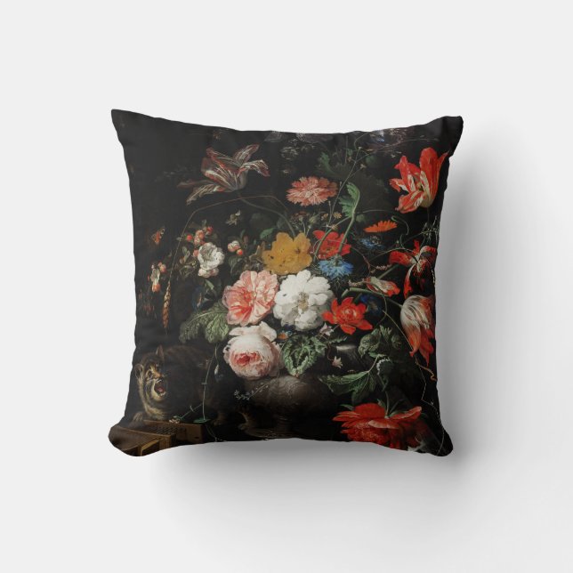 The Overturned Bouquet by Abraham Mignon Throw Pillow (Front)
