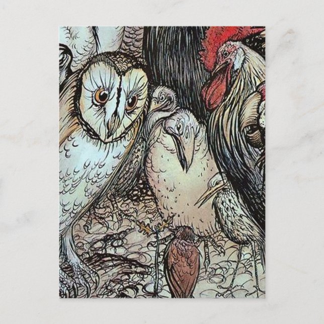 “The Owl and the Birds” by Arthur Rackham Postcard (Front)