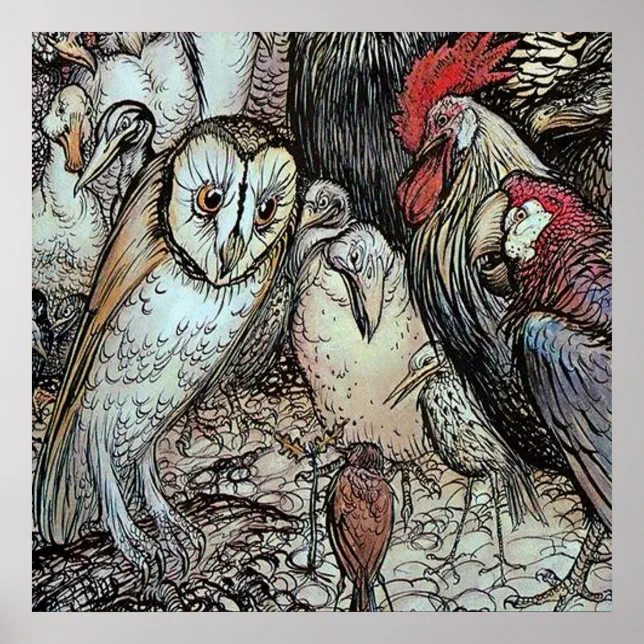 “The Owl and the Birds” by Arthur Rackham Poster | Zazzle