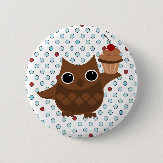 The Owl and the Cupcake Button (Front)