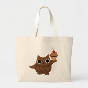 The Owl and the Cupcake Large Tote Bag