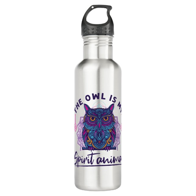 The Owl Is My Spirit Animal Stainless Steel Water Bottle (Front)