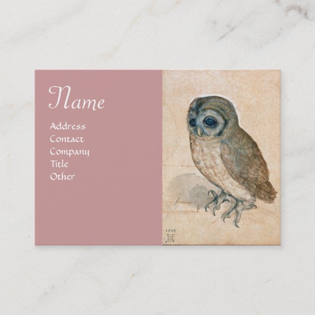 THE OWL Monogram ,antique pink Business Card (Front)