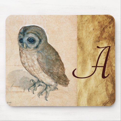 THE OWL MONOGRAM Parchment Mouse Pad