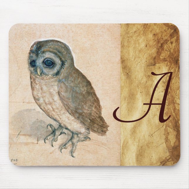 THE OWL MONOGRAM Parchment Mouse Pad (Front)