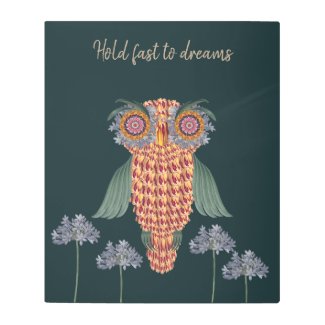 The Owl of wisdom and flowers Metal Print