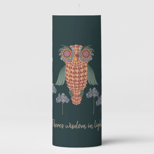 The Owl of wisdom and flowers Pillar Candle