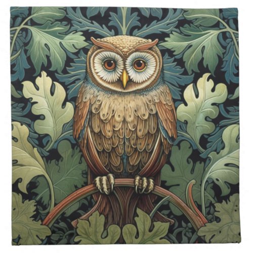 The owl on an oak tree cloth napkin