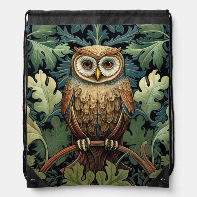 The owl on an oak tree drawstring bag (Front)
