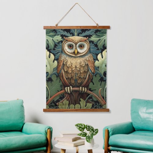 The owl on an oak tree hanging tapestry