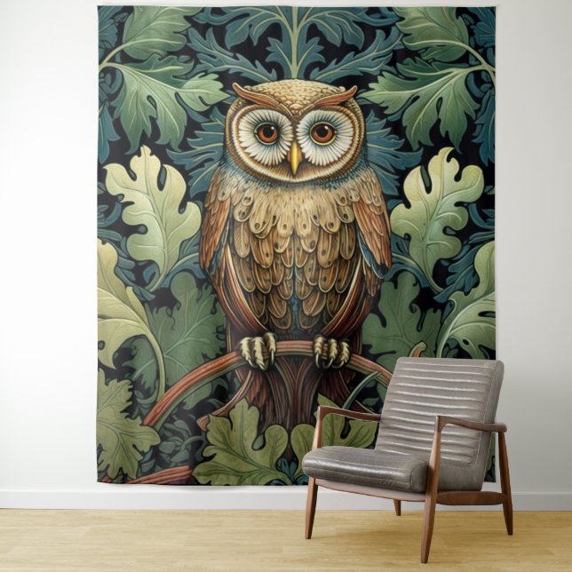 The owl on an oak tree tapestry (In Situ)