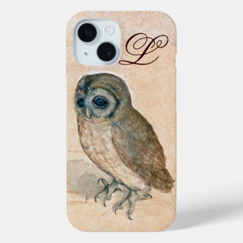 THE OWL  PIink Sepia Monogram iPhone 15 Case