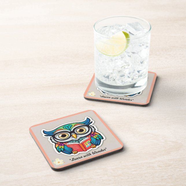 "The Owl Reader" Beverage Coaster (Right Side)