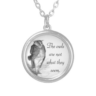 The owls are not what they seem silver plated necklace