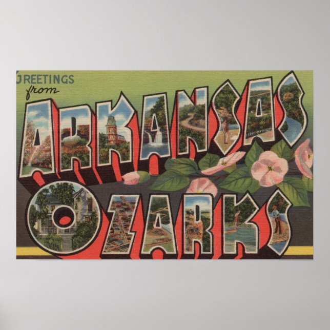 The Ozarks, Arkansas - Large Letter Scenes Poster (Front)