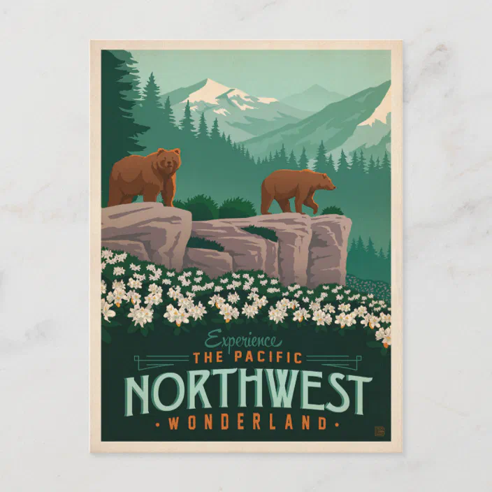 Postcard of the West Coast Pacific Northwest Outdoor Postcard National Park Postcard Camp Card