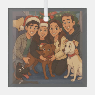 The pack at Christmas Glass Ornament