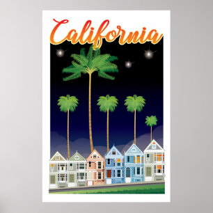 The Painted Ladies at Night San Francisco Poster