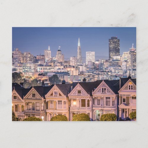 The Painted Ladies  Skyline  San Francisco CA Postcard