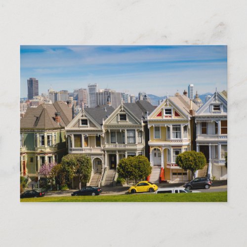 The Painted Ladies  Skyline  San Francisco CA Postcard