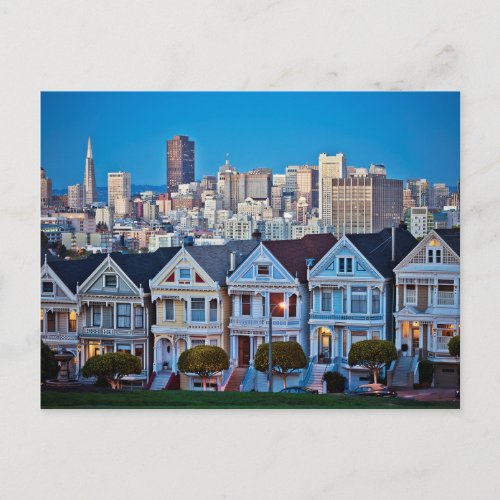 The Painted Ladies  Skyline  San Francisco CA Postcard